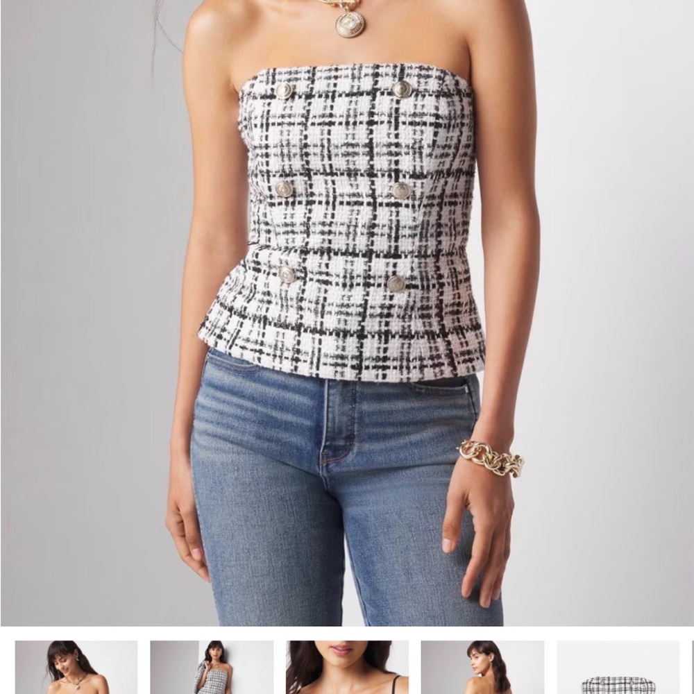 WHBM Women's Button Detailed Black and White Bustier